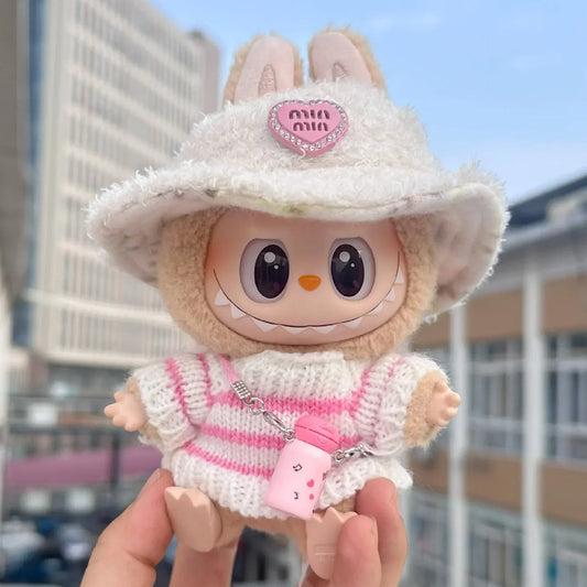 Pink White Sweater and Hat
